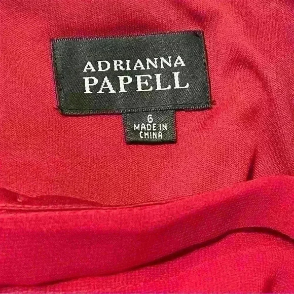 Adrianna Papell Dress Womens Red Shutter Pleated Layered Size 6 Party Cocktail - Picture 9 of 12